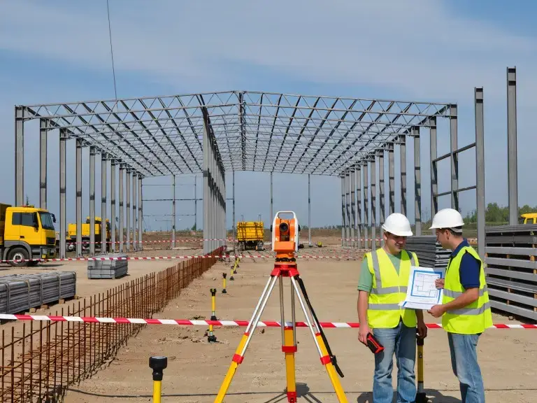 Mesure des fondations des bâtiments métalliques